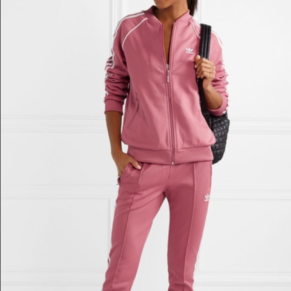 Adidas originals track jacket and pants rose pink